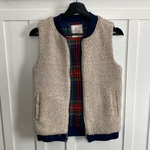 SO Sherpa Cream Plaid Inside Vest Women’s Size Small